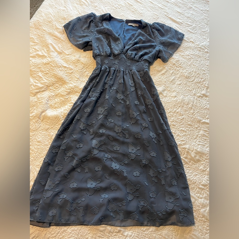 Elegant Powder Blue Lace Dress